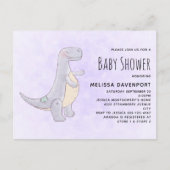 かわいい灰色の恐竜のおもちゃ水彩赤ちゃんシャワー インビテーションポストカード (正面)