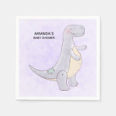 かわいい灰色の恐竜のおもちゃ水彩赤ちゃんシャワー スタンダードカクテルナプキン (正面)