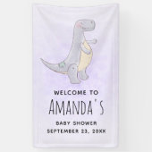 かわいい灰色の恐竜のおもちゃ水彩赤ちゃんシャワー 横断幕 (縦)