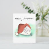 かわいい灰色の漫画の猫がサンタの帽子で寝ている ポストカード (スタンド正面)