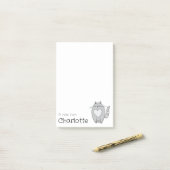 かわいい灰色の漫画猫の名前 ポストイット (デスク上)