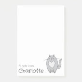 かわいい灰色の漫画猫の名前 ポストイット (正面)