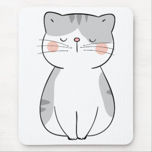かわいい灰色の白い虎の猫—漫画の子猫 マウスパッド