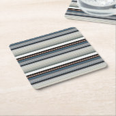 かわいい灰色の白ストライプ色 スクエアペーパーコースター (アングル)