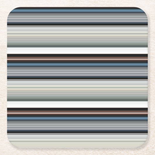 かわいい灰色の白ストライプ色 スクエアペーパーコースター (正面)