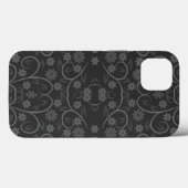 かわいい灰色の花のパターン装飾用クッション Case-Mate iPhoneケース (裏面 (横))
