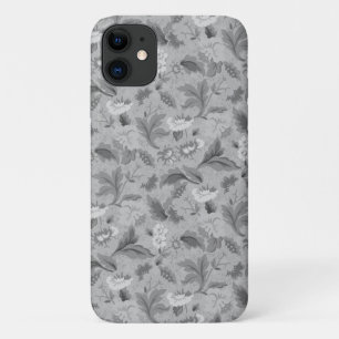 かわいい灰色の花柄 iPhone 11 ケース