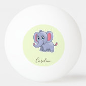 かわいい灰色の象の緑 卓球ボール (正面)