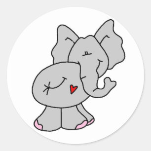 かわいい灰色の象 ラウンドシール