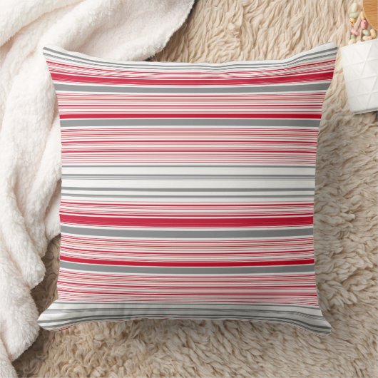 かわいい灰色の赤ストライプい クッション (ブランケット)