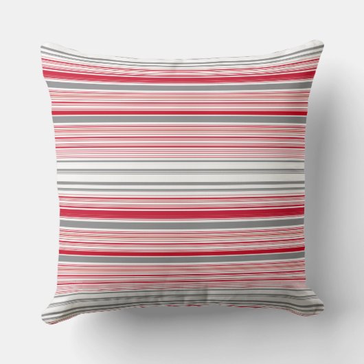 かわいい灰色の赤ストライプい クッション (裏面)