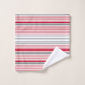 かわいい灰色の赤ストライプい バスタオルセット (ウォッシュタオル)