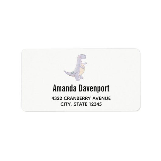 かわいい灰色ティラノサウルスレックス恐竜のおもちゃラベル ラベル (正面)