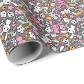 かわいい灰色パターン ラッピングペーパー (ロールコーナー)