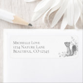 かわいい灰色リスの花と枝のアドレス ラベル (インサイチュ)