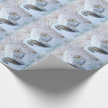 かわいい灰色リスの雪のシーン野生動物のクリスマス