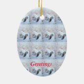 かわいい灰色リスの雪の群れ セラミックオーナメント (裏面)