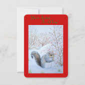 かわいい灰色リスの雪の風景野生動物 招待状 (正面)