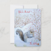 かわいい灰色リス雪のシーンオリジナル野生動物 招待状 (正面)