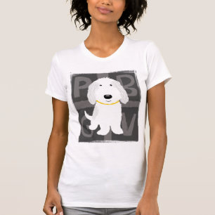 かわいい灰色及び白いPBGVの漫画の小犬 Tシャツ