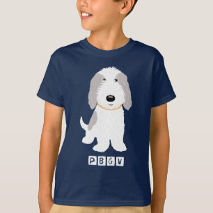 かわいい灰色及び白いPBGVの漫画の小犬 Tシャツ
