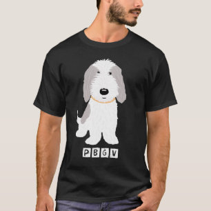 かわいい灰色及び白いPBGVの漫画の小犬 Tシャツ