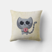 かわいい灰色猫およびドーナツ クッション (裏面)