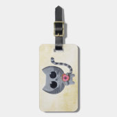 かわいい灰色猫およびドーナツ ラゲッジタグ (正面縦)