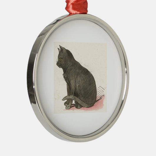 かわいい灰色猫のクリスマスのオーナメント メタルオーナメント (右)