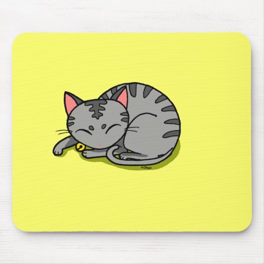 かわいい灰色猫の睡眠 マウスパッド (正面)