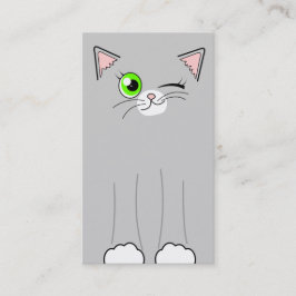 かわいい灰色猫ペット着席のサービス業カード 名刺