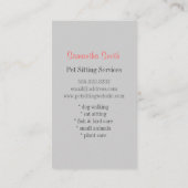 かわいい灰色猫ペット着席のサービス業カード 名刺 (裏面)