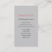 かわいい灰色猫ペット着席のサービス業カード 名刺 (裏面)