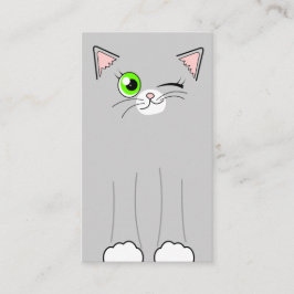 かわいい灰色猫ペット着席のサービス業カード 名刺