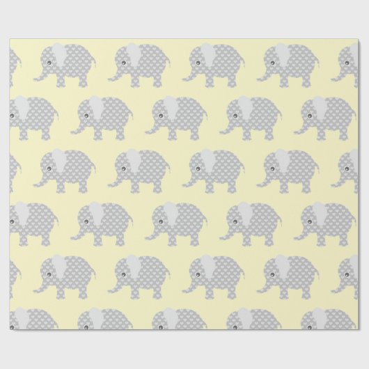 かわいい灰色象パターンは黄色をからかいます ラッピングペーパー (フラット)