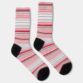 かわいい灰赤ストライプ ソックス (右)