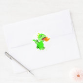 かわいい炎を吐くキャラクタードラゴン ステッカー (封筒)