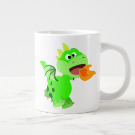 かわいい炎を吐く漫画の赤ちゃんドラゴン ジャンボコーヒーマグカップ