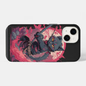 かわいい炎スプラッシュ 黒忍者 猫戦士 iPhoneケース (裏面横)