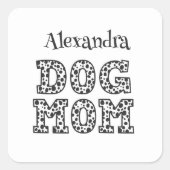 かわいい点々のある犬のお母さん スクエアシール (正面)