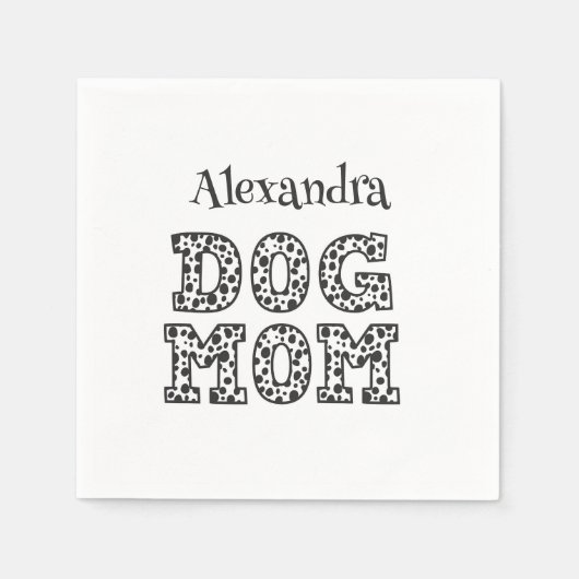 かわいい点々のある犬のお母さん スタンダードカクテルナプキン (正面)