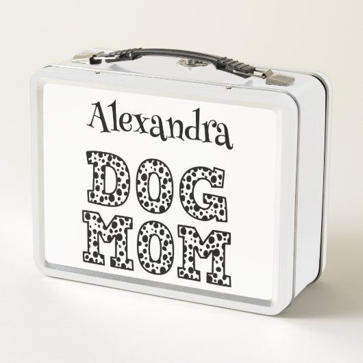かわいい点々のある犬の母のグラフィックスタイポグラフィと名前 メタルランチボックス (裏面)