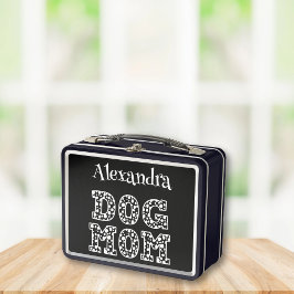 かわいい点々のある犬の母のグラフィックスタイポグラフィと名前 メタルランチボックス