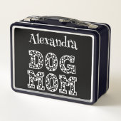 かわいい点々のある犬の母のグラフィックスタイポグラフィと名前 メタルランチボックス (裏面)