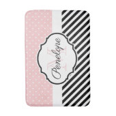 かわいい点とストライプ バスマット (正面縦)