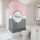 かわいい点は縞で飾り、 シャワーカーテン (インサイチュ)