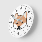 かわいい点滅柴犬漫画の犬 ラウンド壁時計 (傾斜)