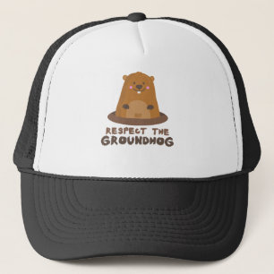 かわいい点Groundhogのウッドチャックの聖燭節 キャップ