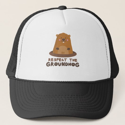 かわいい点Groundhogのウッドチャックの聖燭節 キャップ (正面)