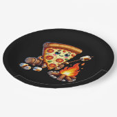 かわいい焚き火ピザパーティー ペーパープレート (アングル)